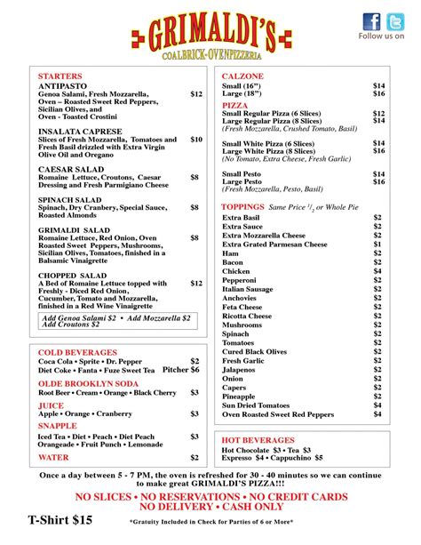 grimaldis pizzeria prices